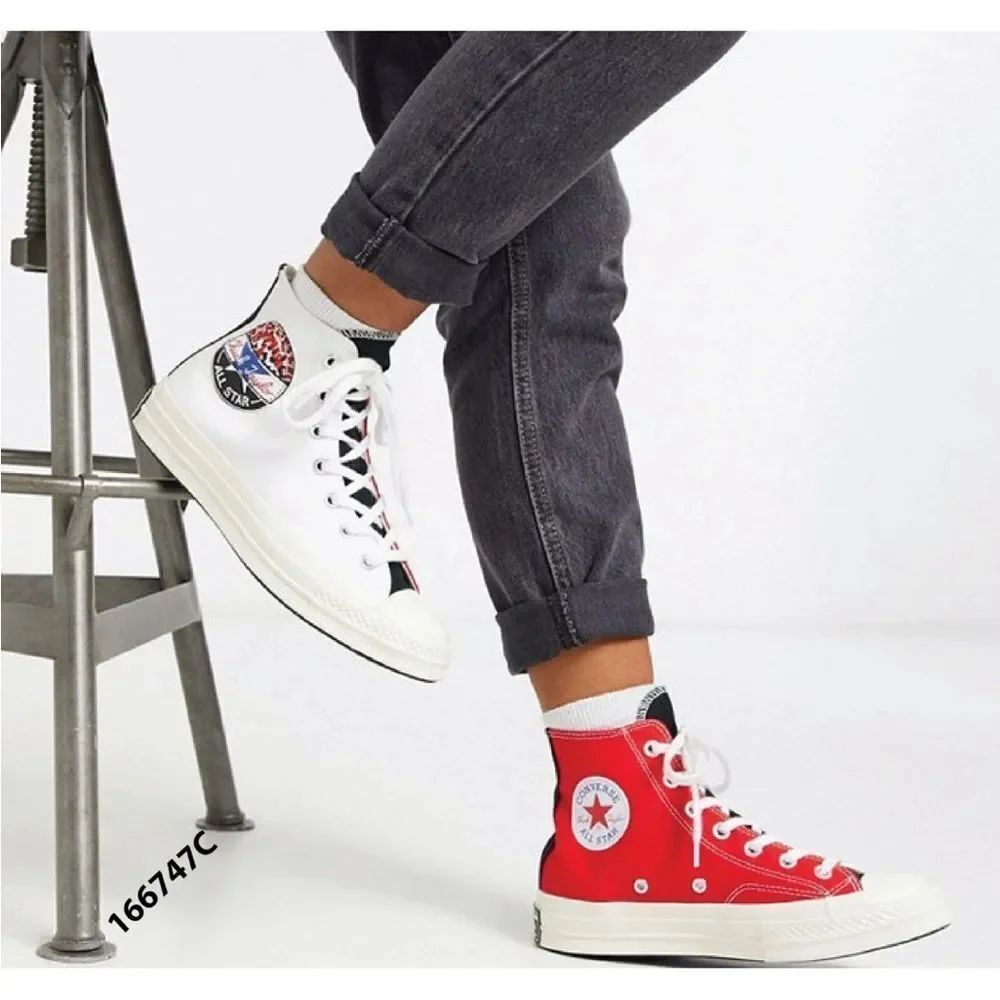 Converse Chuck 70 hi split logo play red white high top sneakers M 7 / W9
